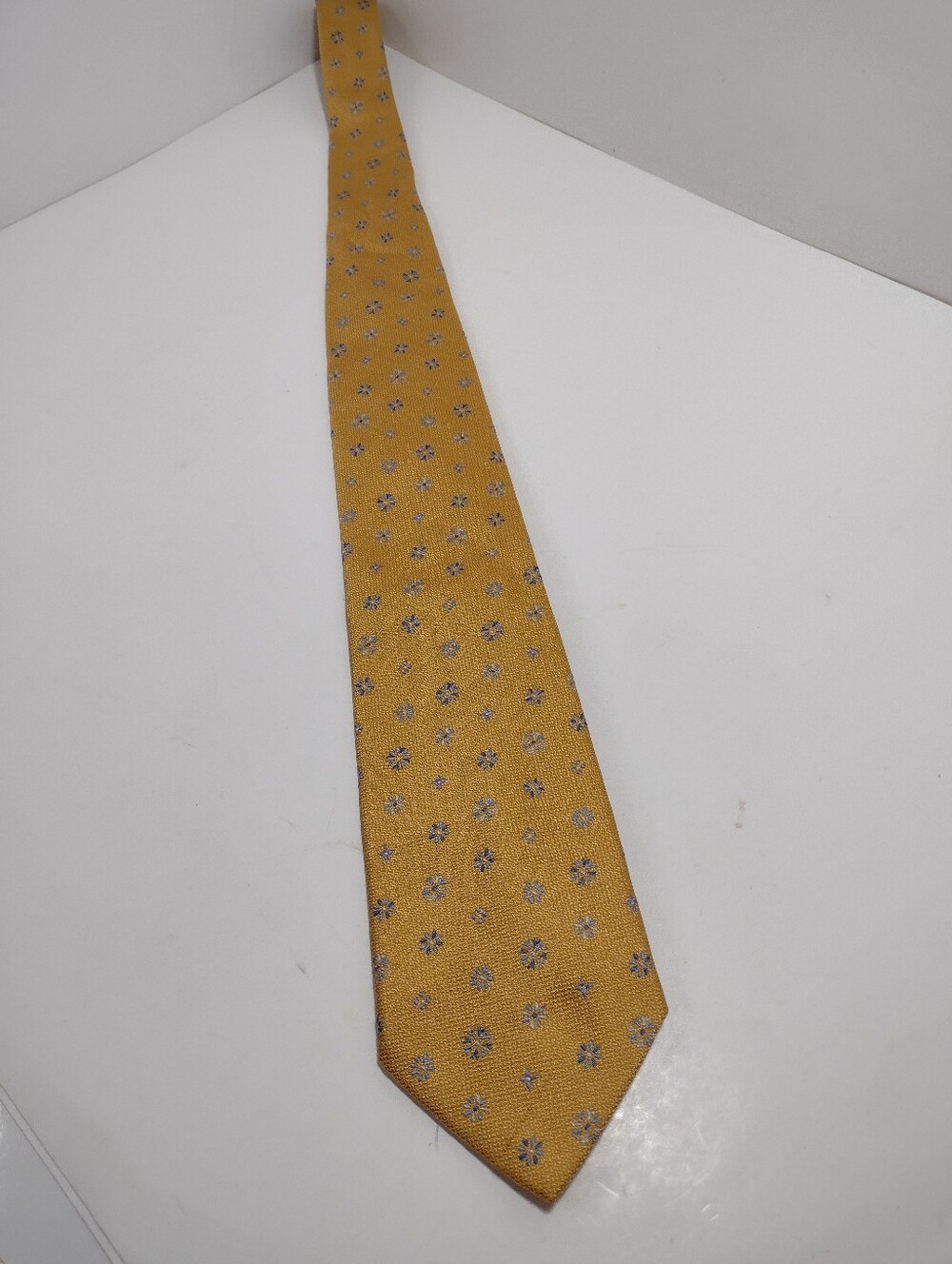 Joseph Abboud Mustard Yellow Floral Silk Tie